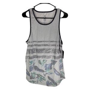 George Men's SMALL Tank Top Stripes S Shirt Grey Blue Floral Summer Tank Top Sm.